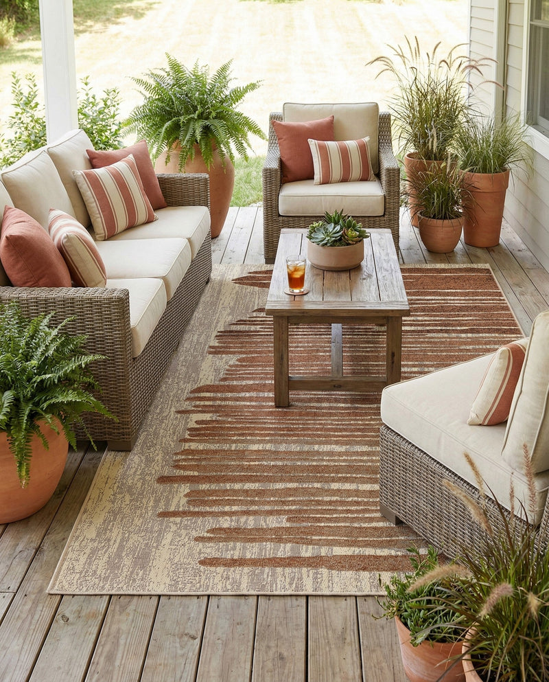 Urban Terrace Collection Area Rug -  Balcony Rectangle Beige Brown  lifestyle 21