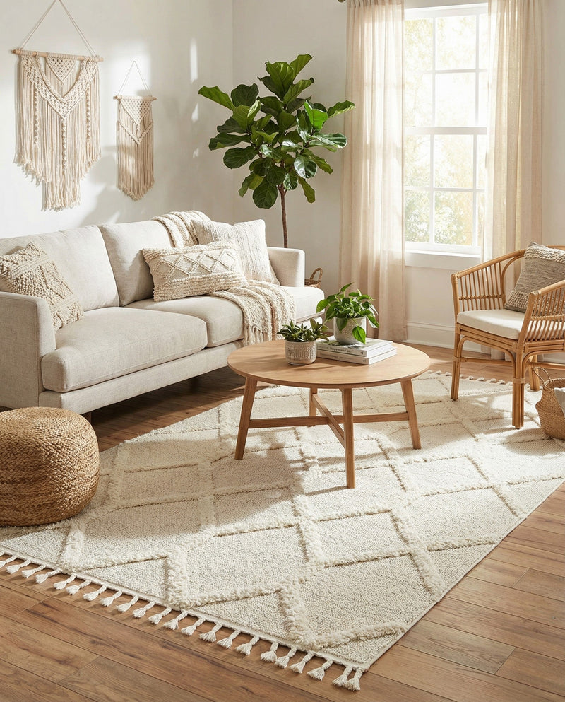 Sahara Chic Collection Area Rug -  Tuareg Rectangle Ivory  lifestyle 12