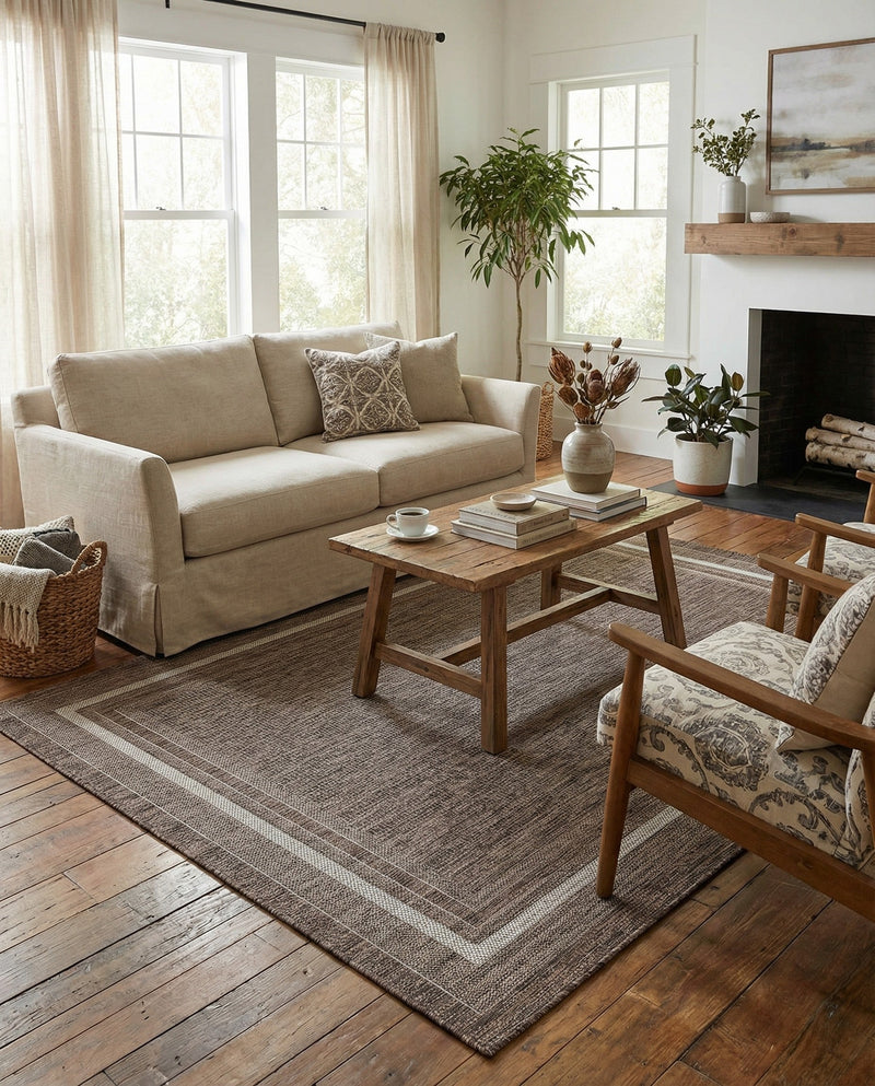 Terrace Fringe Collection Area Rug - Veranda (Brown) Rectangle Brown  lifestyle 40