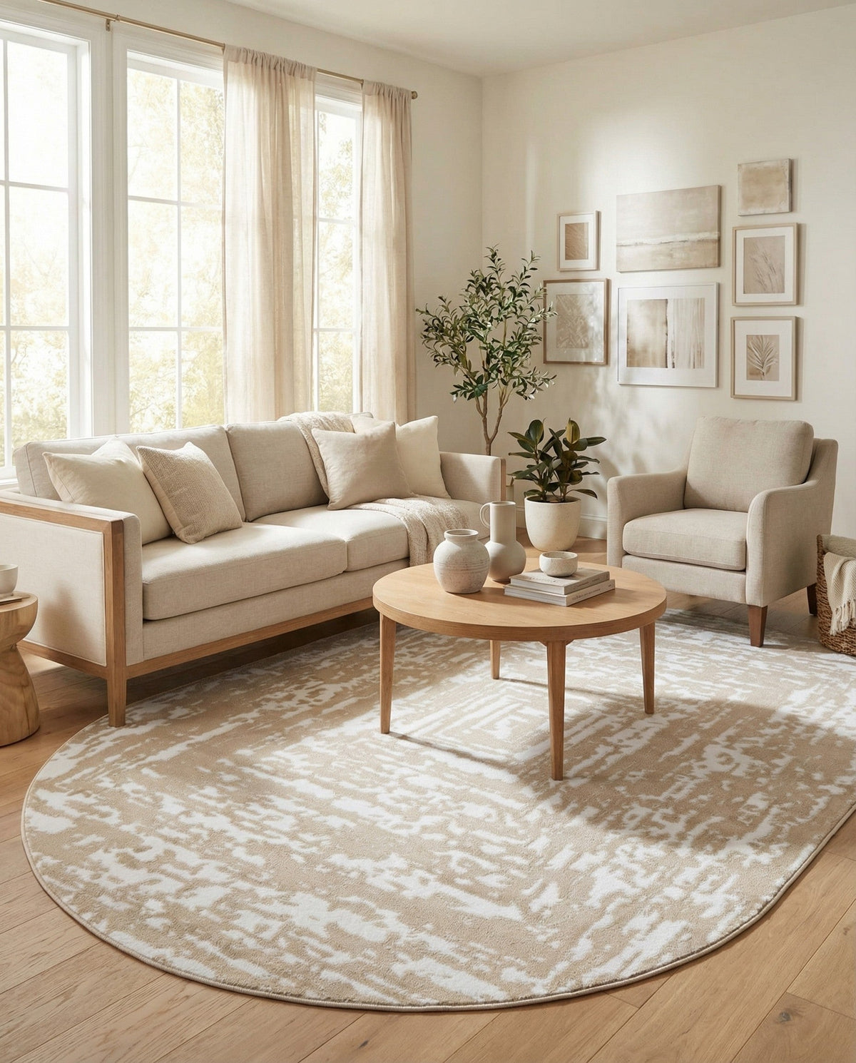 Sanctuary Retreat Collection Area Rug -  Asylum Oval White Bone  lifestyle 137