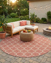 Savannah Pergola Collection Area Rug - Arbor (Rust Red) Round Rust Red  lifestyle 63
