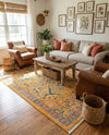 Seville Stripes Collection Area Rug -  Malaga (Yellow) Rectangle Yellow  lifestyle 23