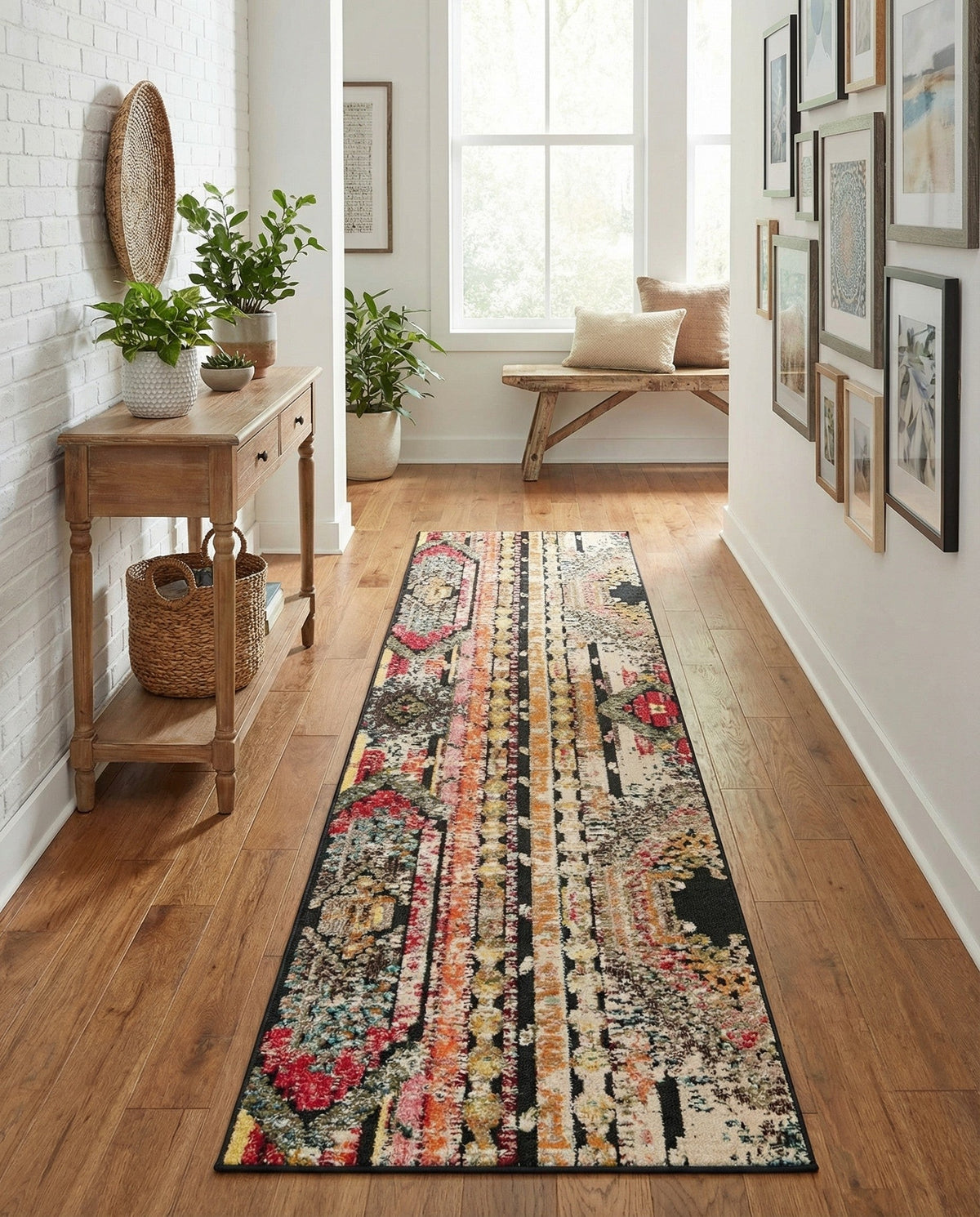 Outdoor Marrakesh Collection Area Rug -  Agadir Runner Multi Black  lifestyle 149