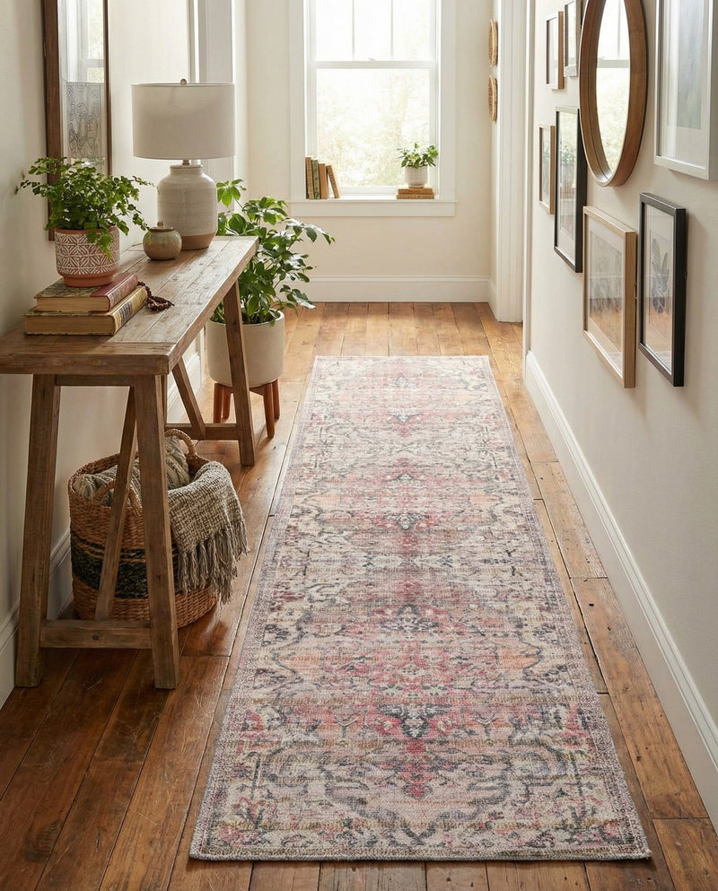 Vintage Memories Collection Area Rug - Echoes Runner Beige pink  lifestyle 45