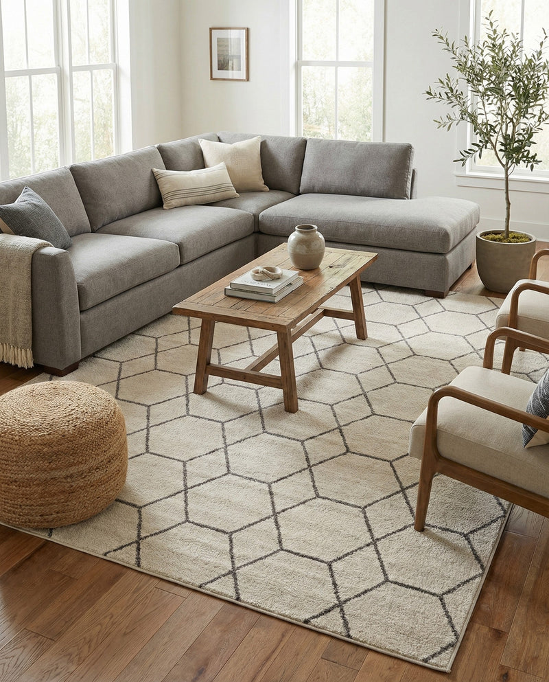 Trellis Mosaic Collection Area Rug - Arborville (Ivory) Rectangle Ivory  lifestyle 8
