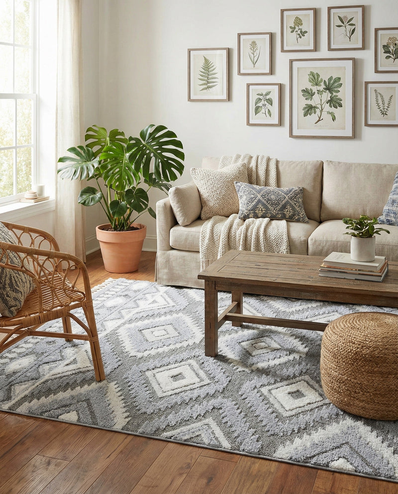 Sahara Chic Collection Area Rug -  Fez Rectangle Gray  lifestyle 28