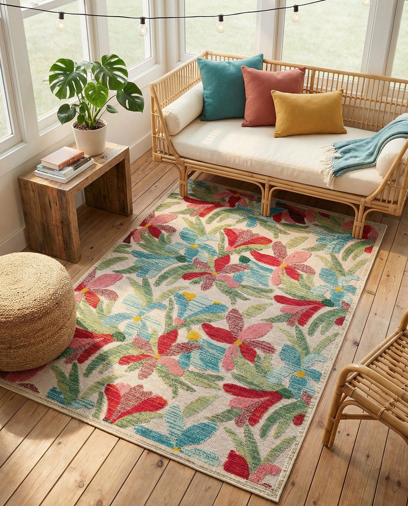 Outdoor Marrakesh Collection Area Rug -  Midelt Rectangle Multi  lifestyle 17