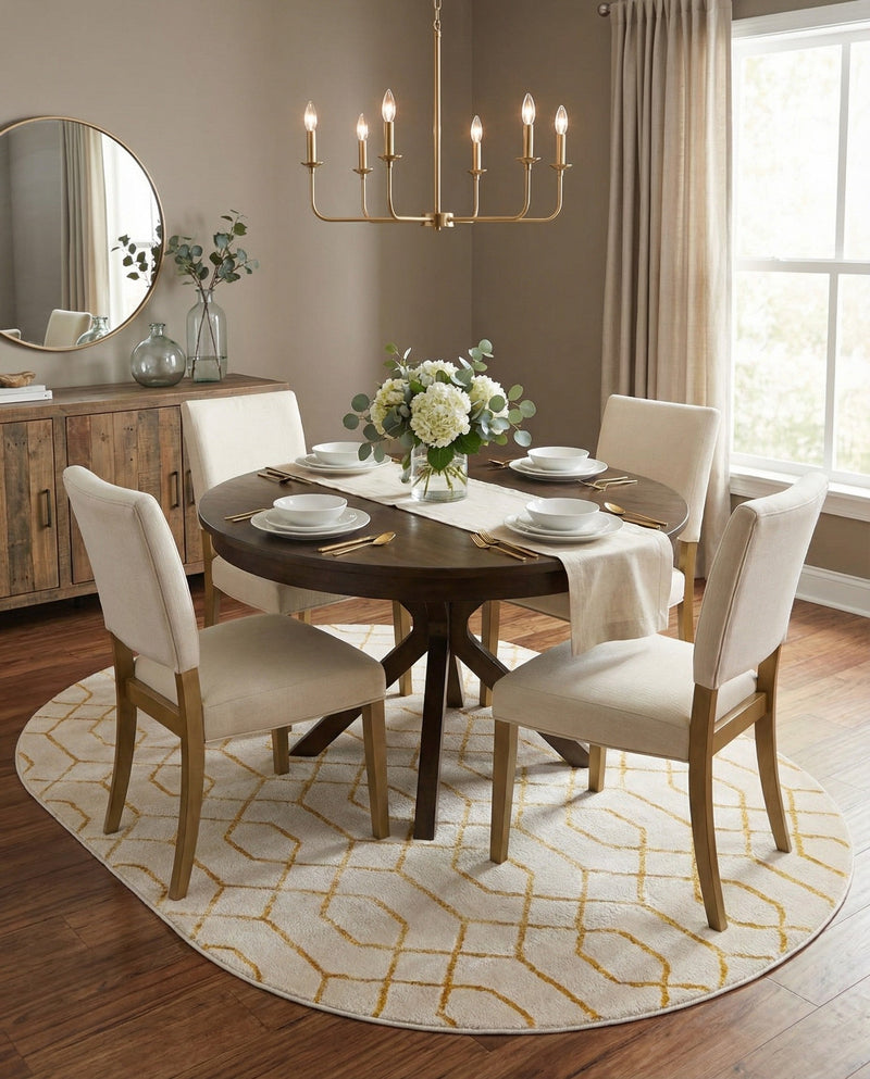 Hollywood Luxe Collection Area Rug - Sunset (White Gold) Oval White Gold  lifestyle 56