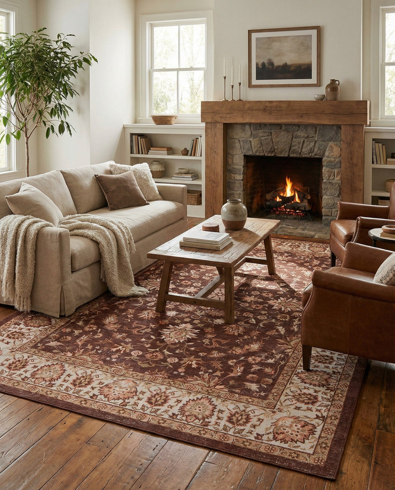 Casablanca Tapestry Collection Area Rug -  Marrakech (Coffee Brown) Rectangle Coffee Brown  lifestyle 7
