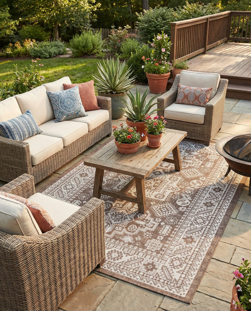 Tribal Terrace Treasures Collection Area Rug -  Incan Isle (Brown) Rectangle Brown  lifestyle 23