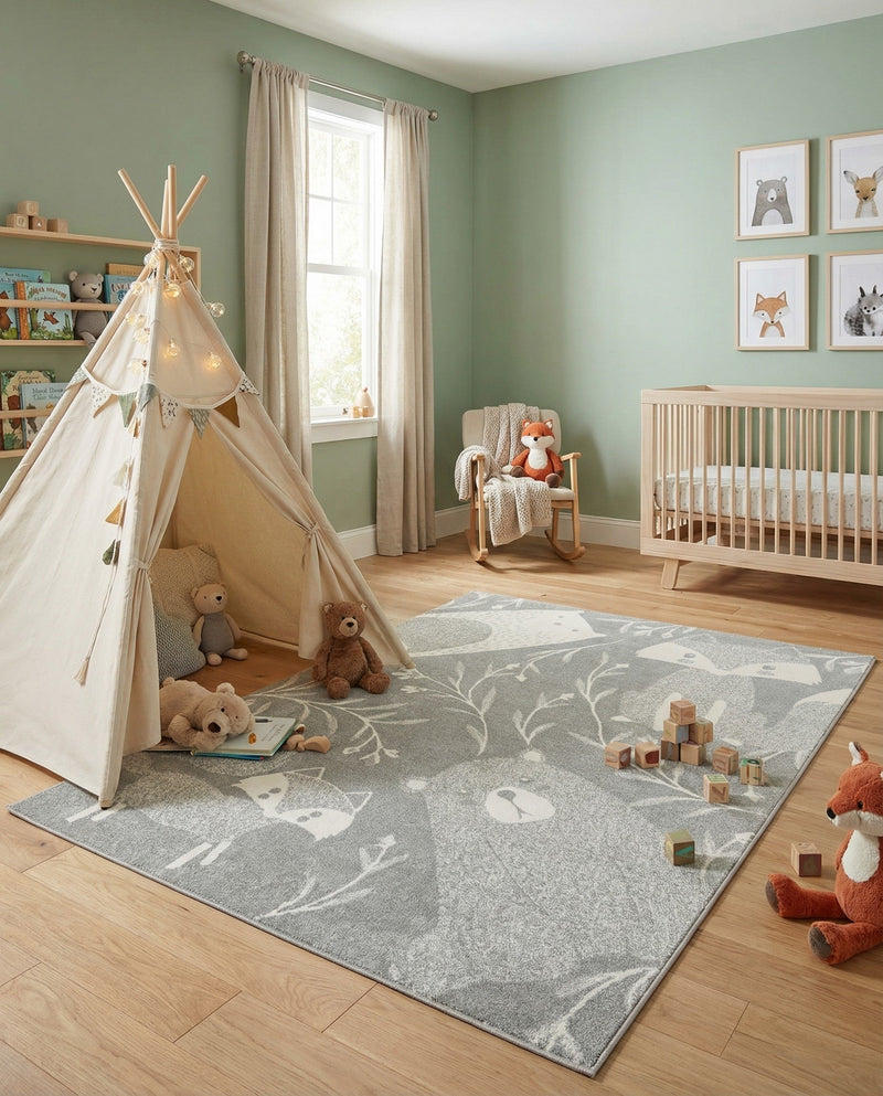 Wonder Tykes Collection Area Rug -  Quirky Rectangle Gray  lifestyle 39