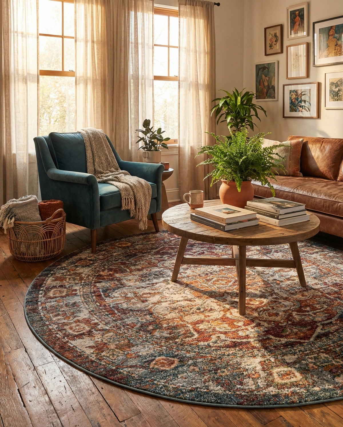 Savannah Soiree Collection Area Rug -  Everglade (Multi) Round Multi  lifestyle 109