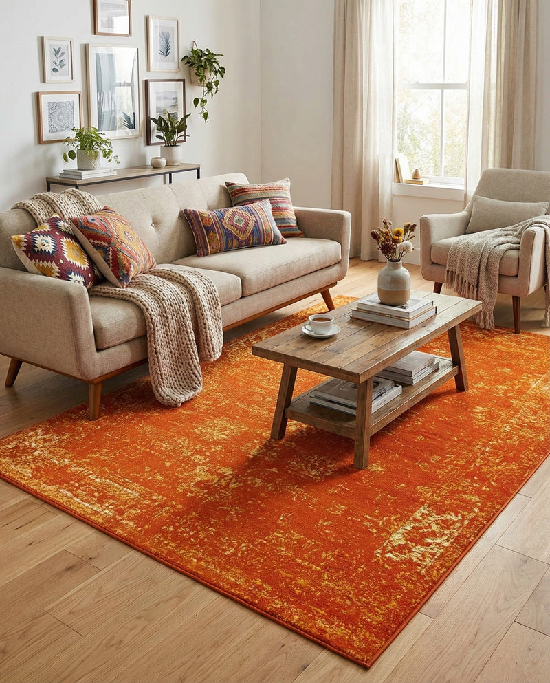 Riviera Elegance Collection Area Rug - Antibes (Orange) Rectangle Orange  lifestyle 14