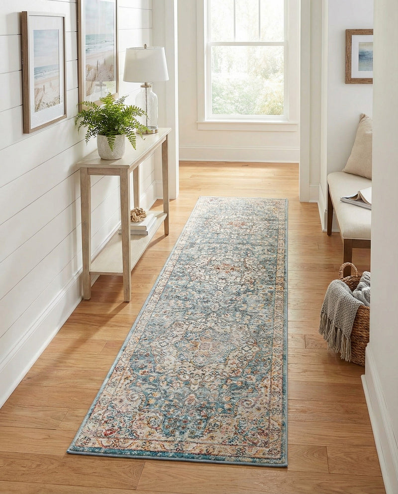 Coastal Haven Collection Area Rug - Seabreeze (Blue) Runner Blue  lifestyle 44
