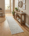 Mediterranean Lattice Collection Area Rug - Santorini (Ivory and Gray) Runner Ivory and Gray  lifestyle 49