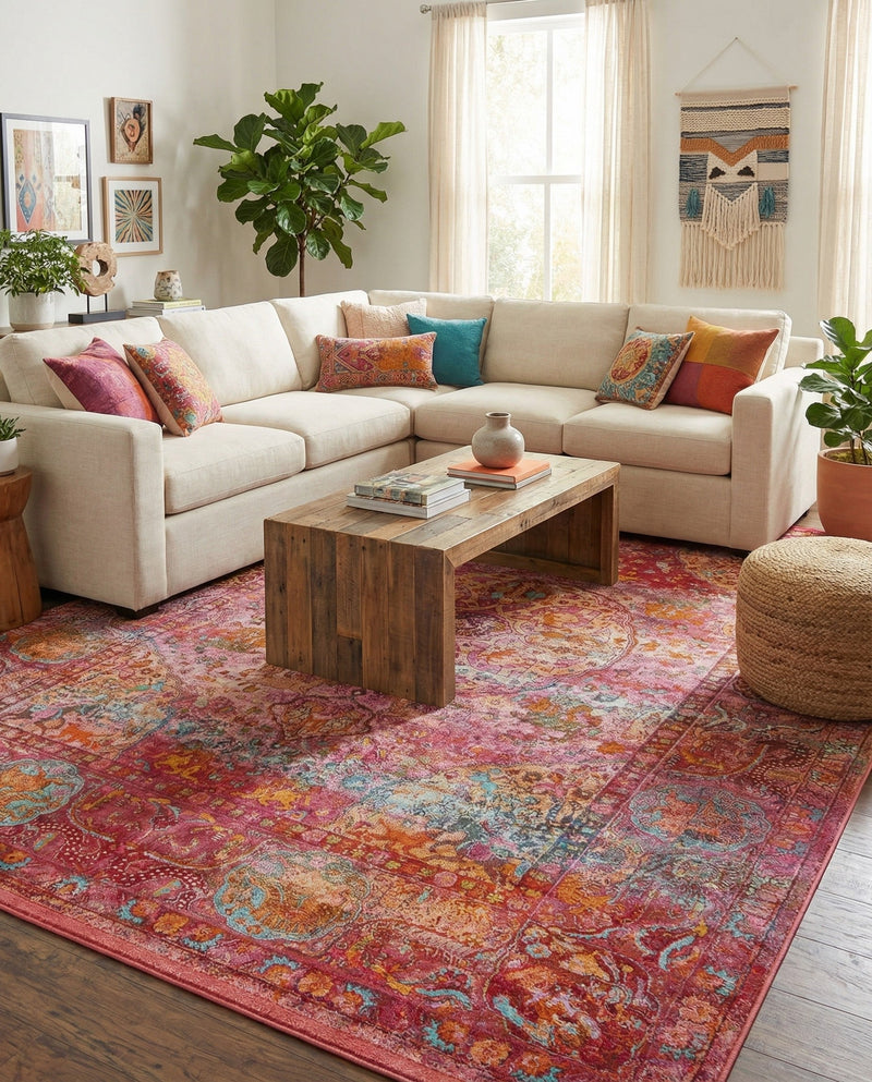 Caribbean Breeze Collection Area Rug -  Xcalak Rectangle Red  lifestyle 23