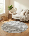 Seaside Blooms Collection Area Rug -  Evergreen (Charcoal Ivory) Round Charcoal Ivory  lifestyle 20