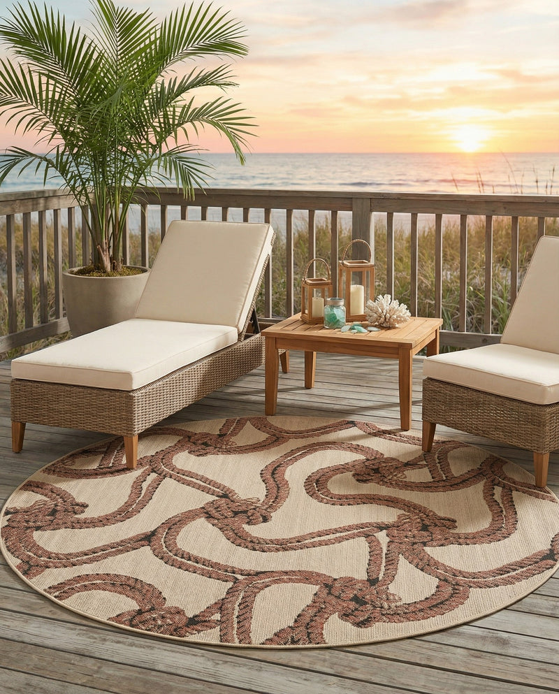Seaside Haven Rugs Collection Area Rug -  Dunes Round Beige  lifestyle 63