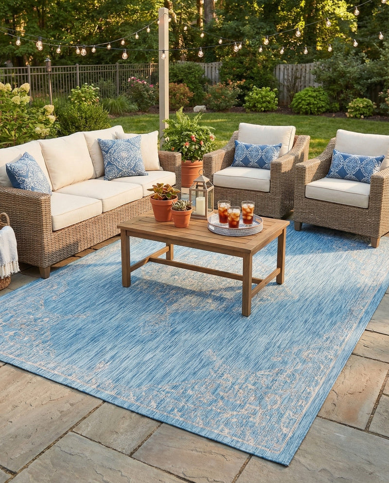 Patio Heritage Collection Area Rug -  Charleston (Light Aqua) Rectangle Light Aqua  lifestyle 16