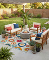 Outdoor Marrakesh Collection Area Rug -  Chefchaouen Rectangle Multi Beige  lifestyle 56