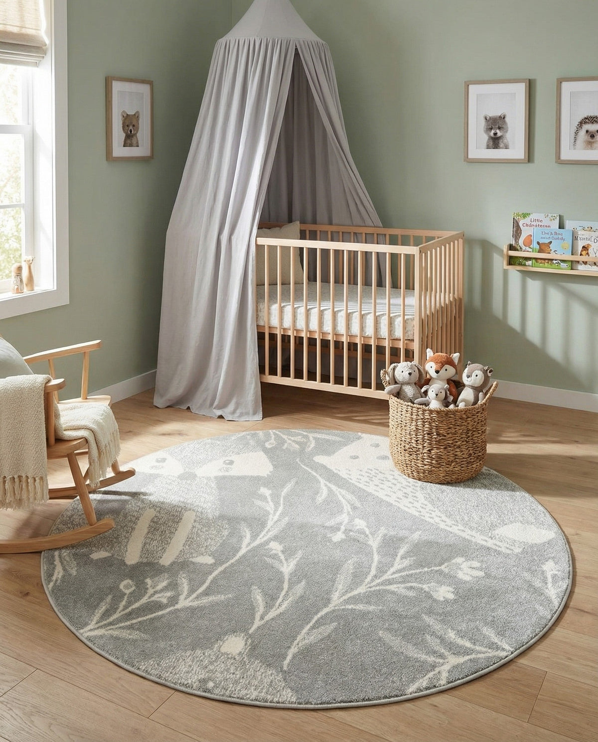 Wonder Tykes Collection Area Rug -  Quirky Round Gray  lifestyle 86
