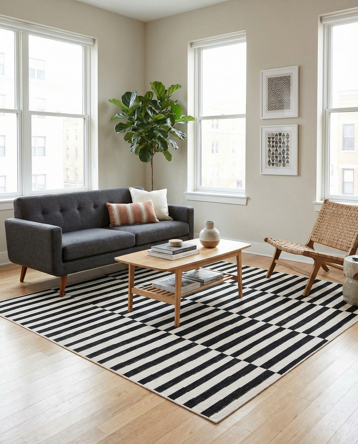 Soho Elegance Collection Area Rug -  Hudson (Black) Square Black  lifestyle 99