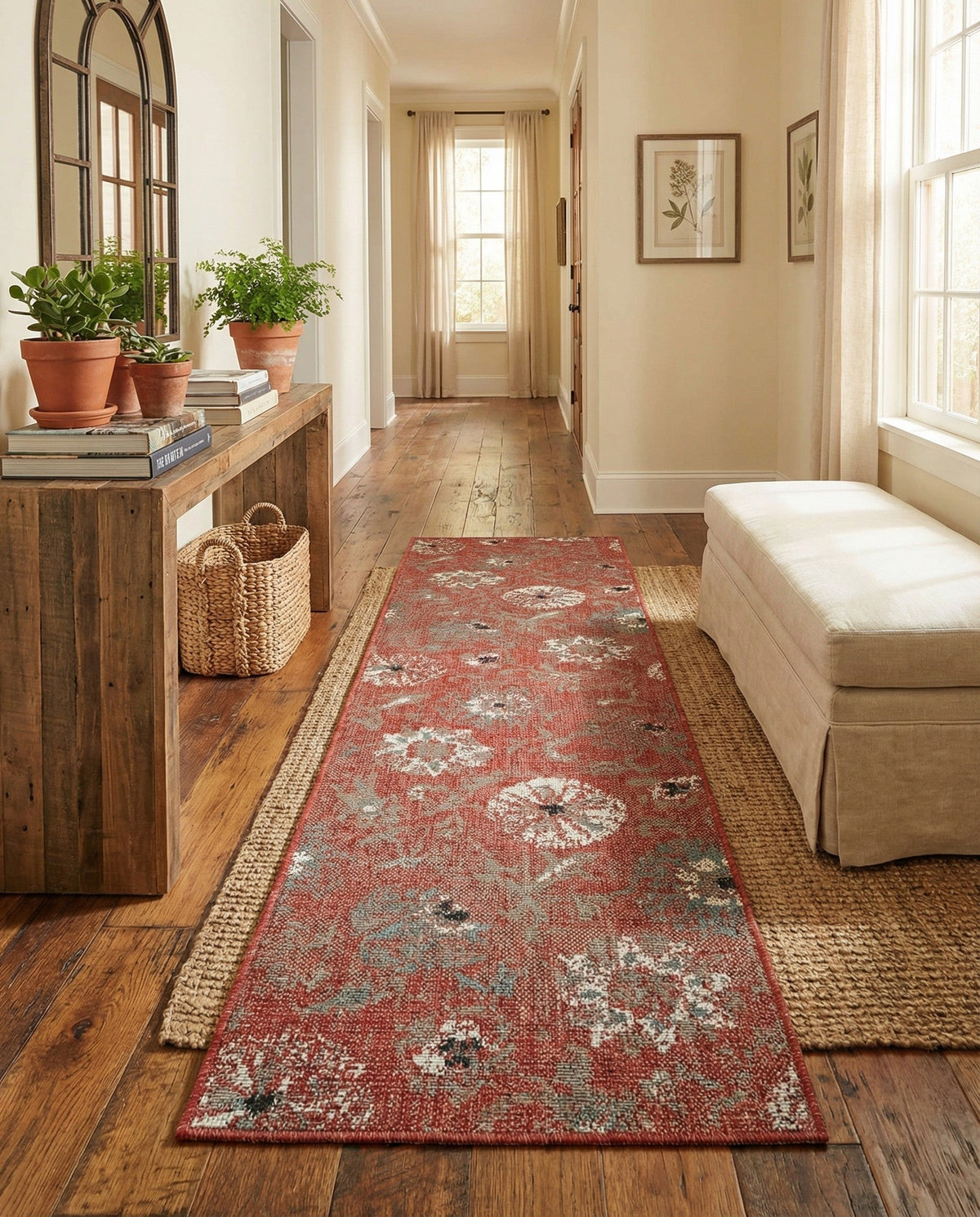 Seaside Blooms Collection Area Rug - Seychelles Runner Terracotta  lifestyle 51