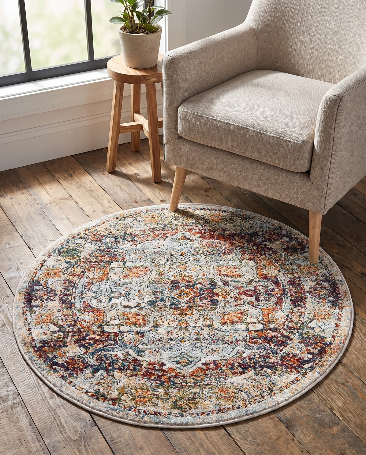 Savannah Soiree Collection Area Rug -  Everglade (Ivory) Round Ivory  lifestyle 122