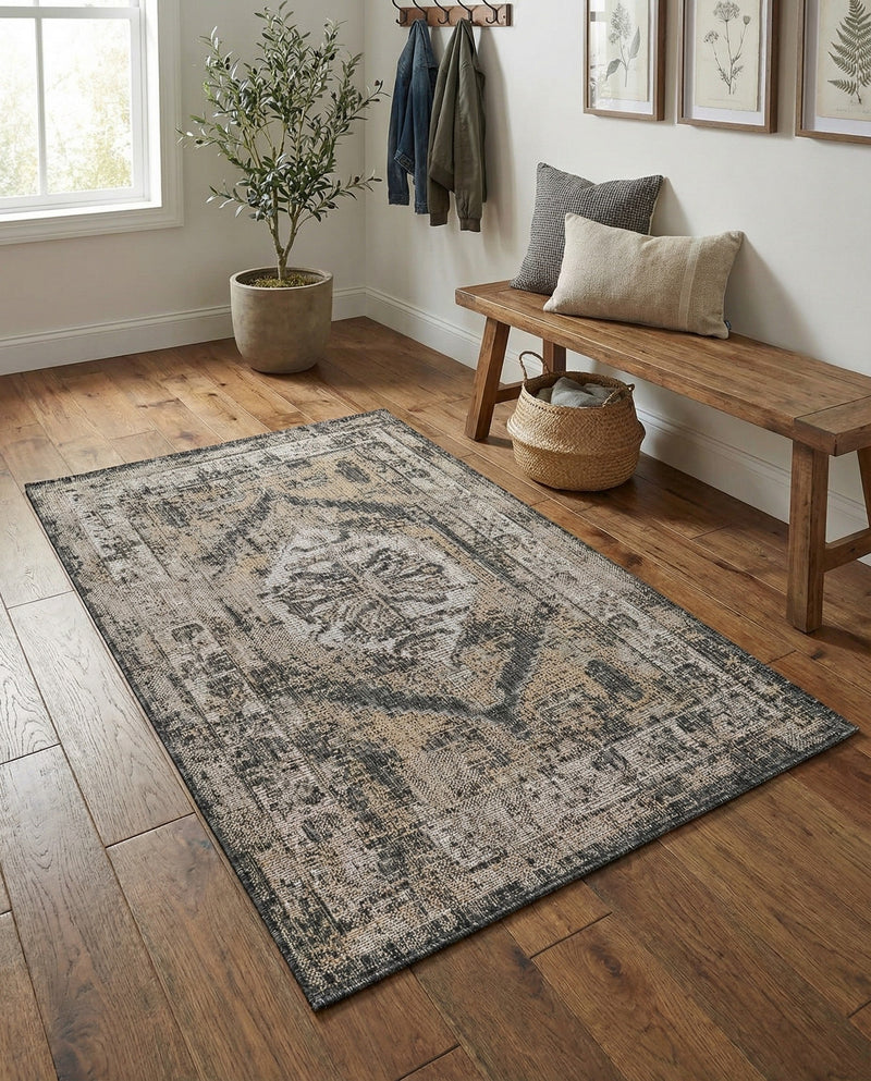 Patio Heritage Collection Area Rug -  Augusta (Charcoal) Rectangle Charcoal  lifestyle 25