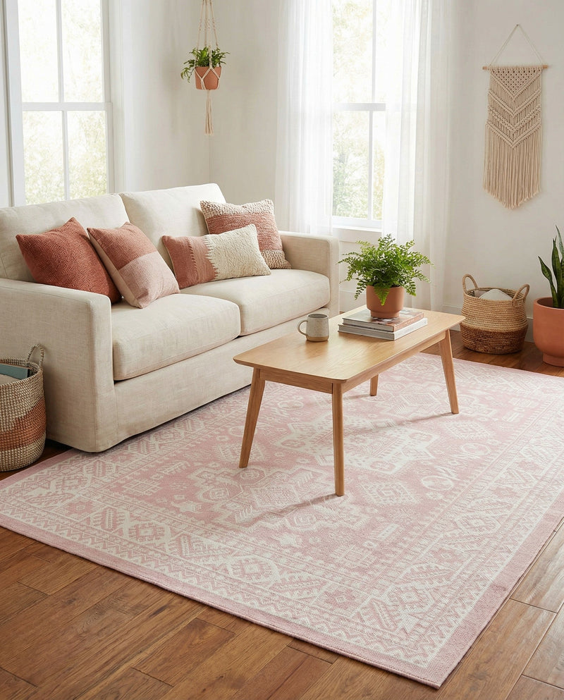 Tribal Terrace Treasures Collection Area Rug -  Incan Isle (Pink) Rectangle Pink  lifestyle 14