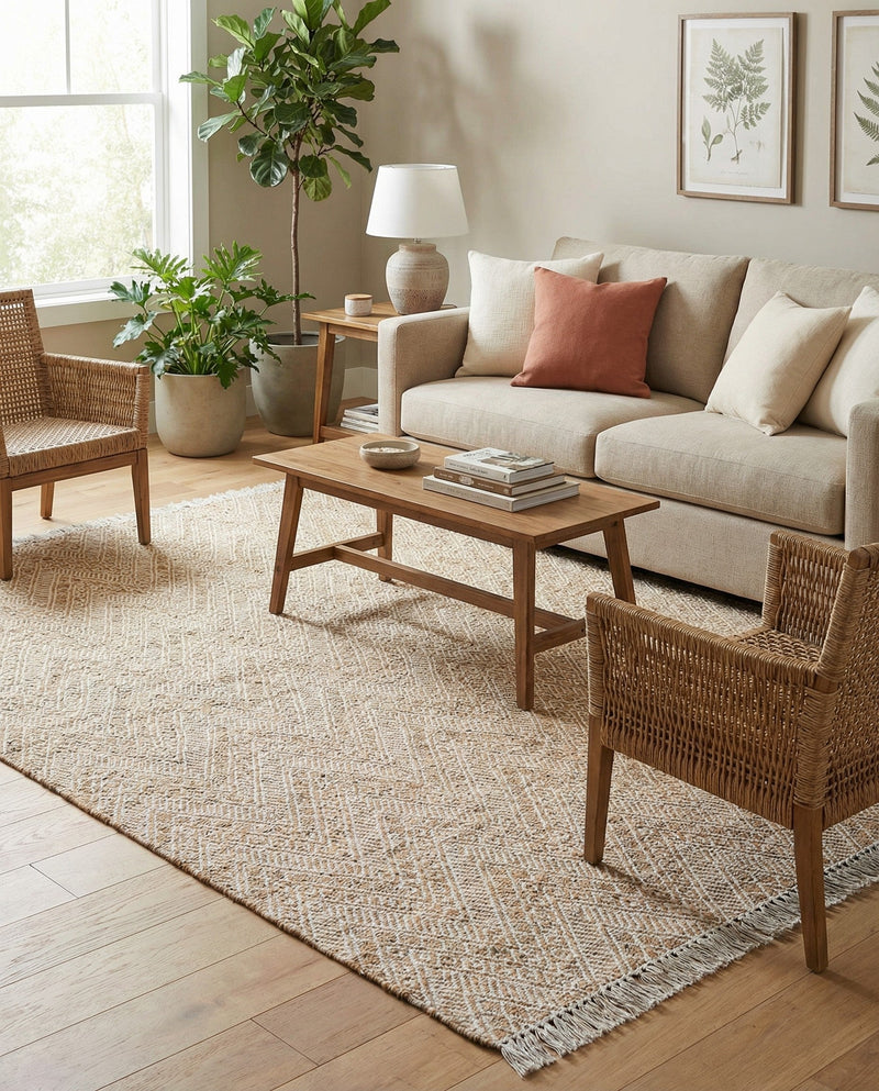 Woven Seaside Jute Collection Area Rug - Oia Rectangle White and Natural  lifestyle 59
