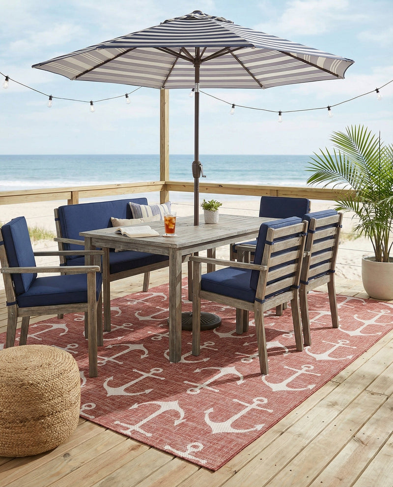 Seaside Haven Rugs Collection Area Rug - Sapphire (Rust Red) Rectangle Rust Red  lifestyle 5