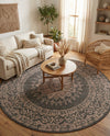 Patio Heritage Collection Area Rug -  Charleston (Charcoal Gray) Round Charcoal Gray  lifestyle 70