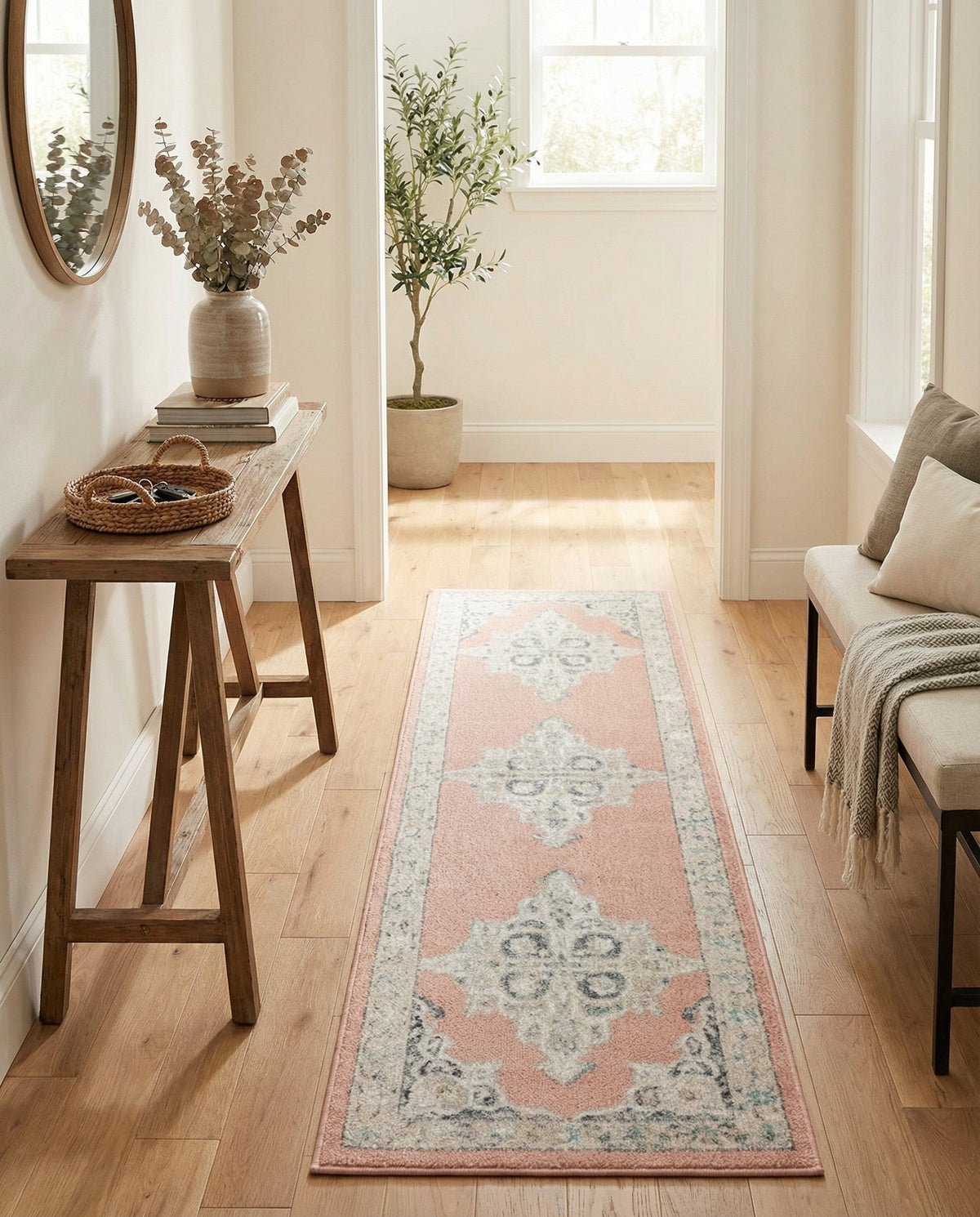 Beverly Grove Collection Area Rug -  Fairfax (Rose) Runner Rose  lifestyle 83