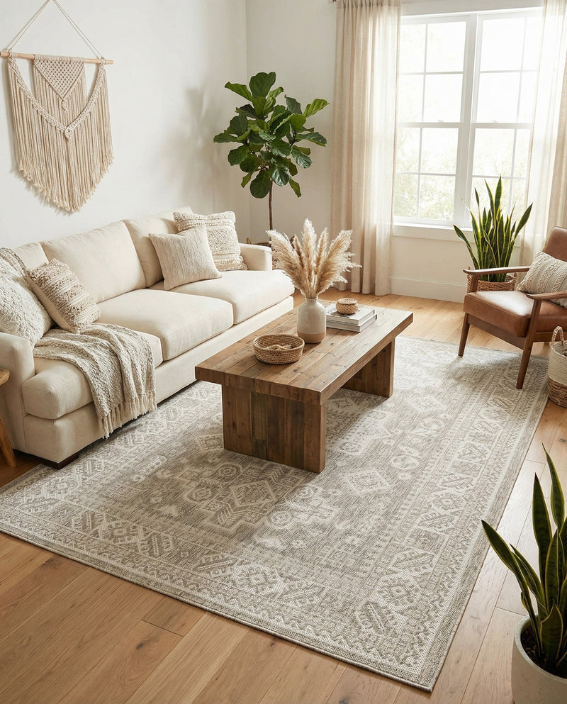 Tribal Terrace Treasures Collection Area Rug -  Incan Isle (Light Gray) Rectangle Light Gray  lifestyle 19