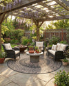 Patio Heritage Collection Area Rug -  Charleston (Charcoal Gray) Round Charcoal Gray  lifestyle 71