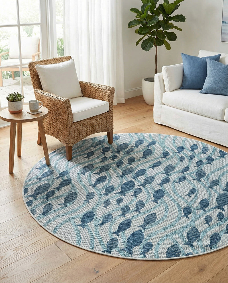 Seaside Haven Rugs Collection Area Rug -  Harbor Round Blue  lifestyle 58