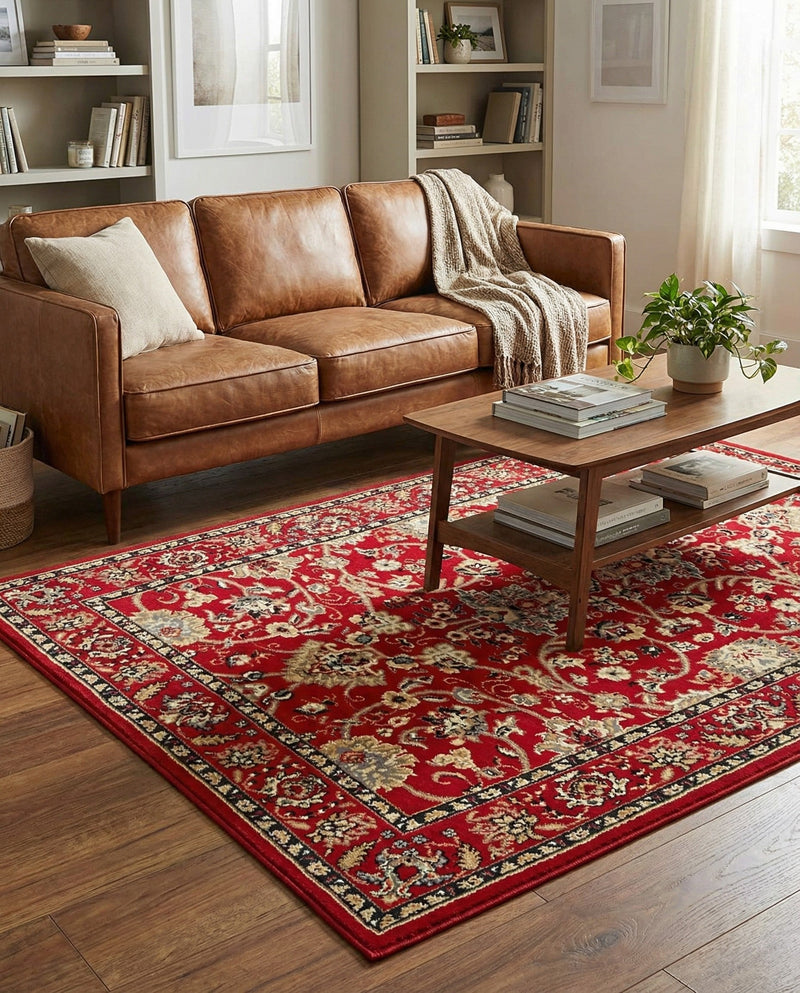 Isfahan Elegance Collection Area Rug - Naghsh-e Jahan (Red) Rectangle Red  lifestyle 16
