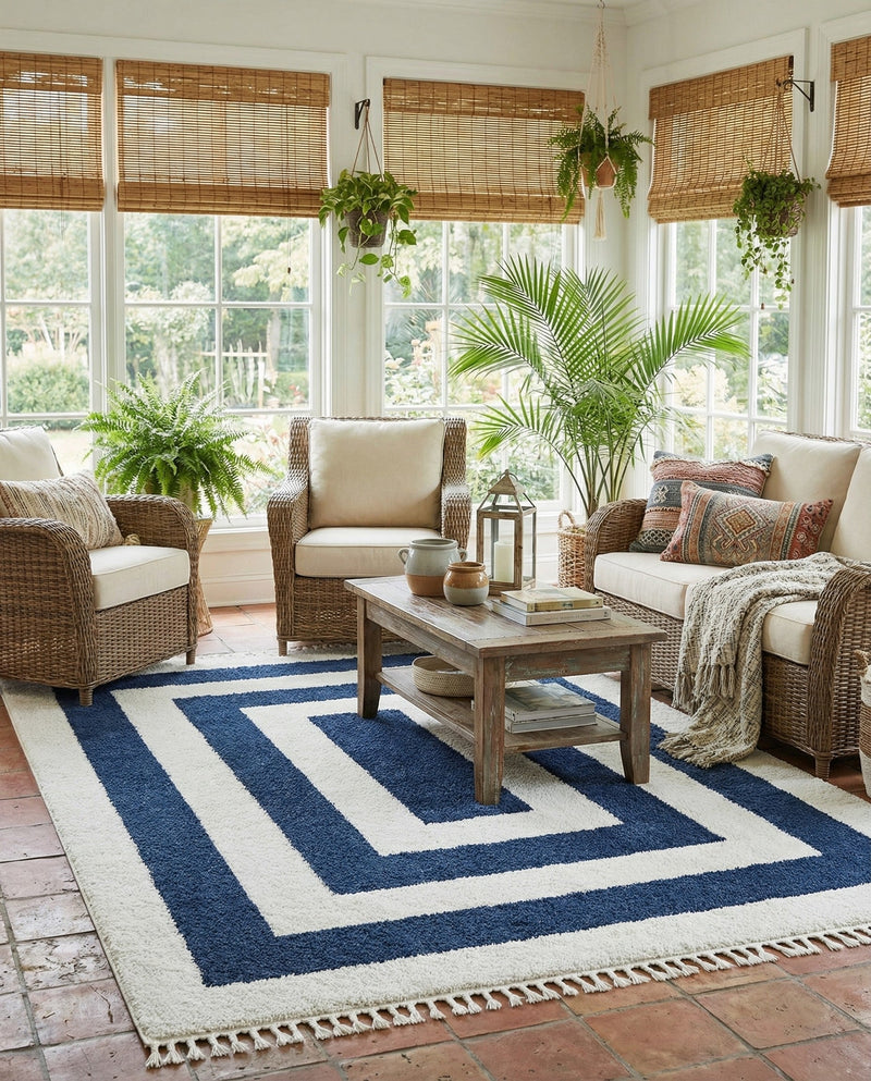 Sahara Chic Collection Area Rug -  Casablanca Rectangle Blue  lifestyle 59
