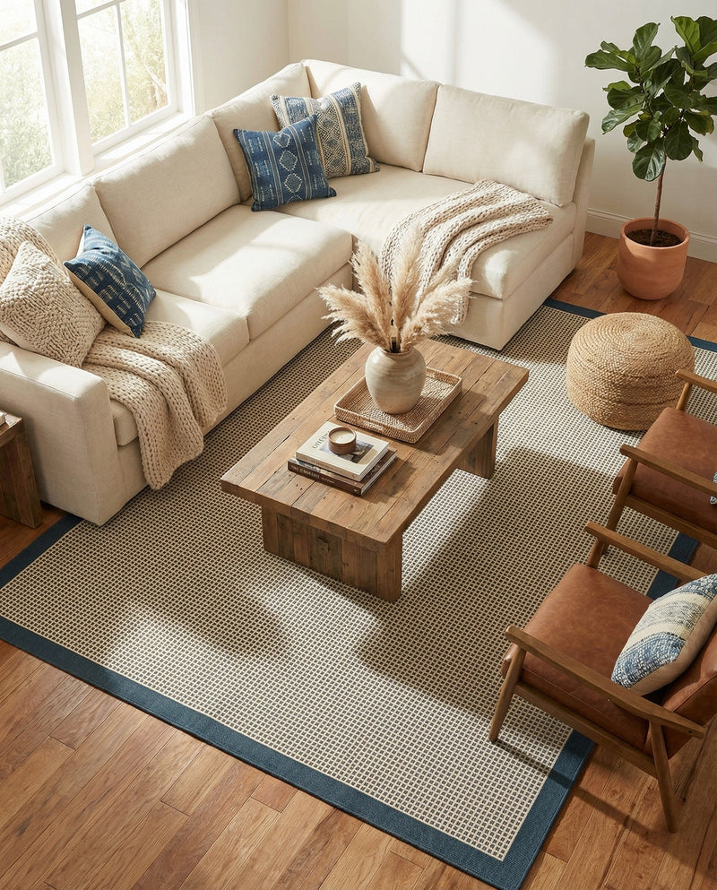 Terrace Fringe Collection Area Rug - Oceanside Rectangle Navy Blue  lifestyle 68