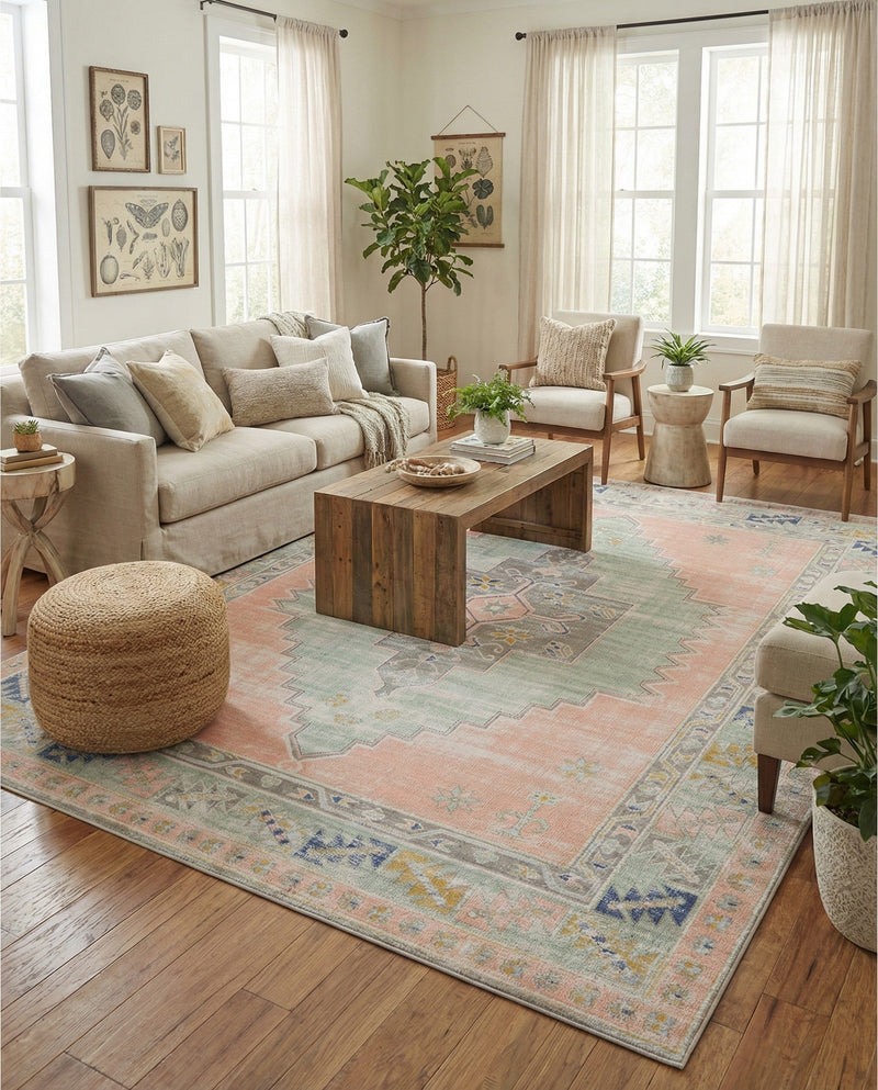 Savannah Series Collection Area Rug -  Augusta (Pink) Rectangle Pink  lifestyle 11