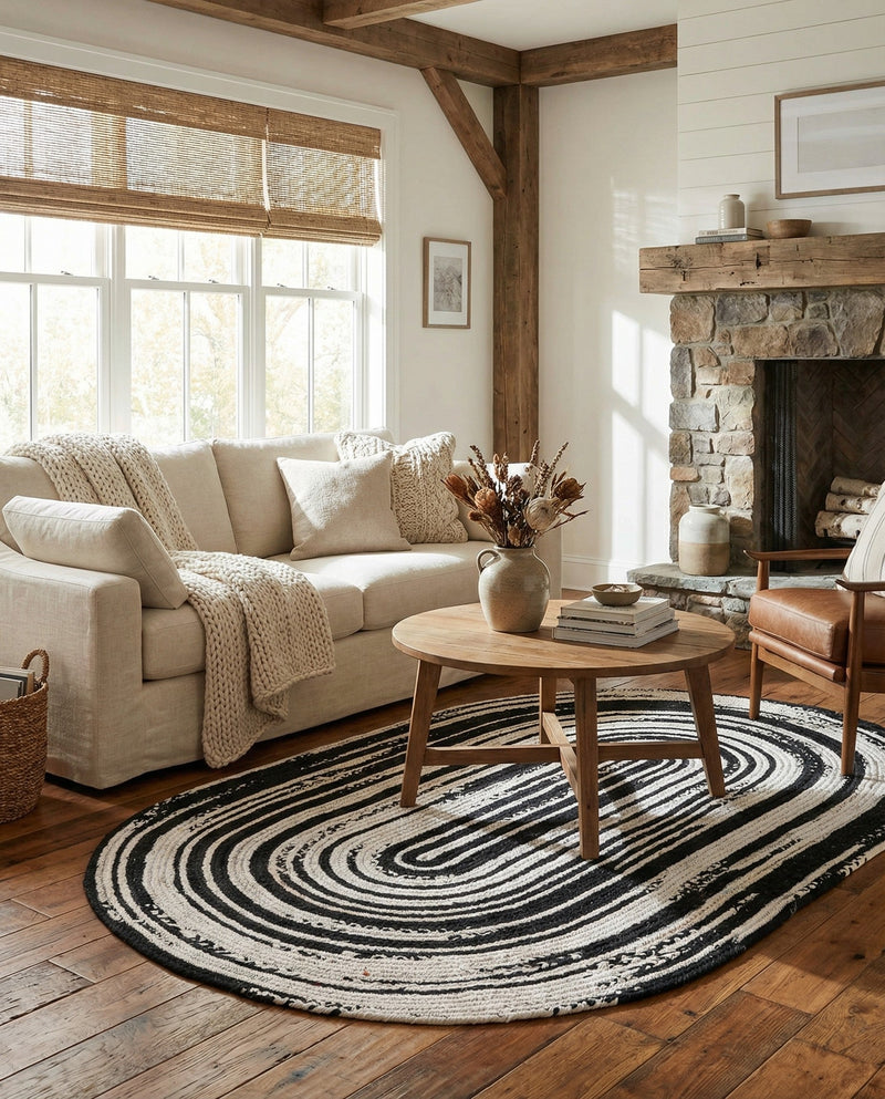 Woven Udaipur Collection Area Rug - Jaipur Oval Black and White  lifestyle 33