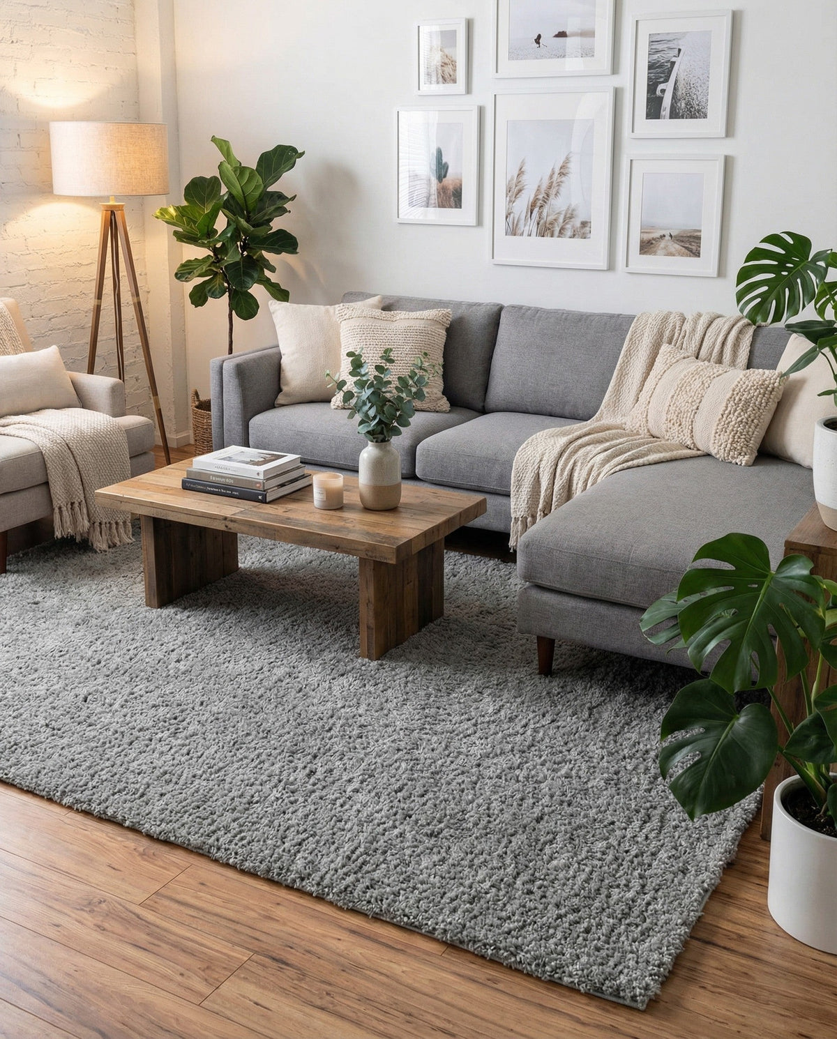 Cozy Comfort Shag Collection Area Rug - Haven (Cloud Gray) Rectangle Cloud Gray  lifestyle 13