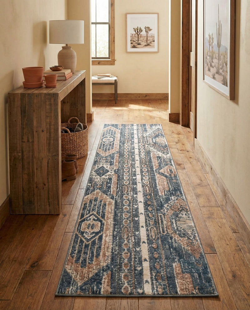 Cascade Range Collection Area Rug - Hood (Navy Blue) Runner Navy Blue  lifestyle 83