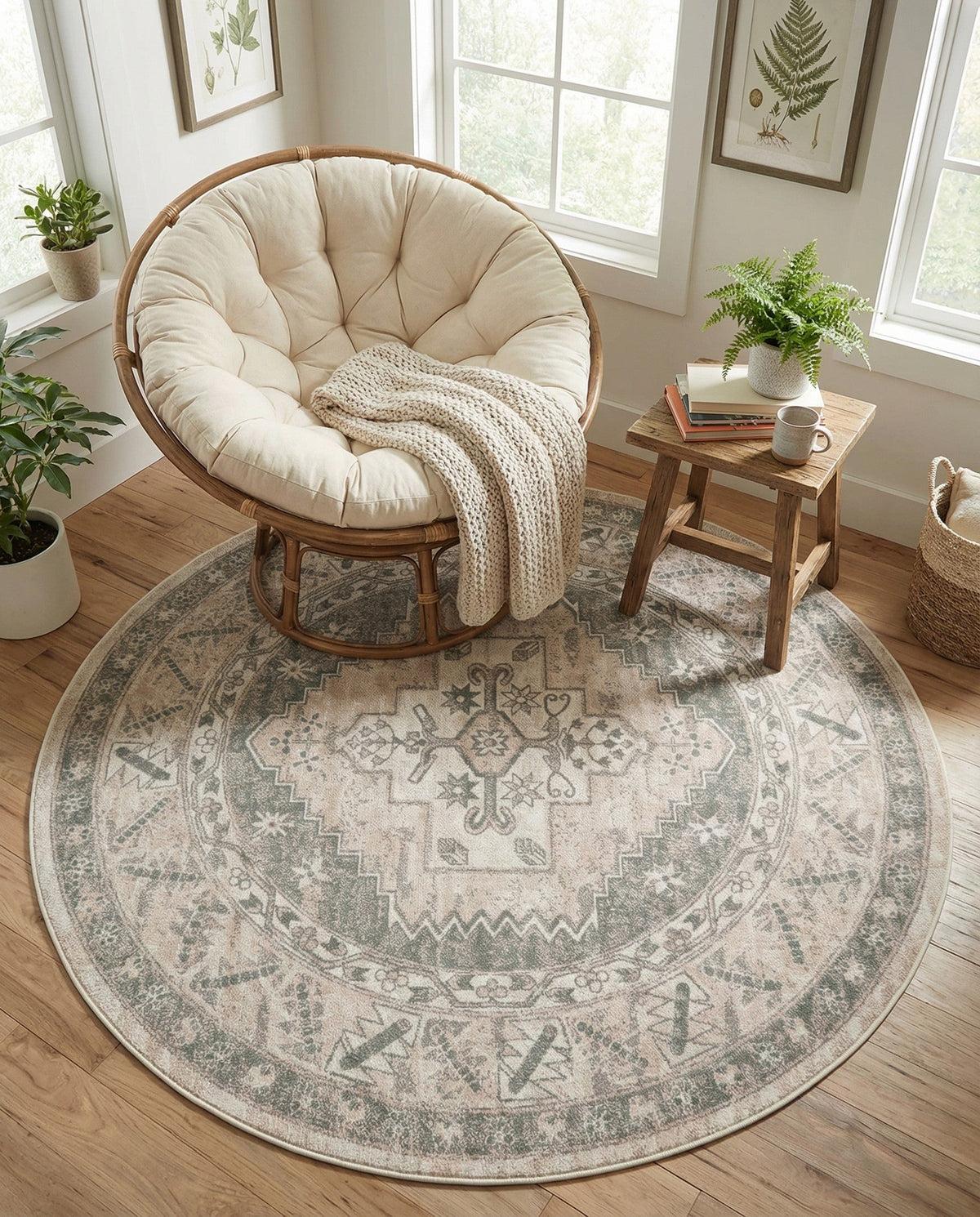 Savannah Series Collection Area Rug -  Augusta (Mink) Round Mink  lifestyle 72