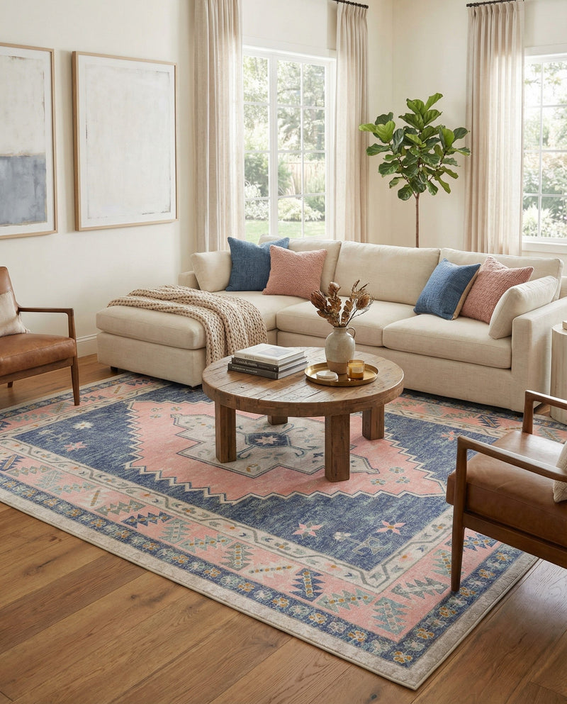 Savannah Series Collection Area Rug -  Augusta (French Blue) Rectangle French Blue  lifestyle 29