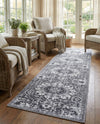 Baroque Era Collection Area Rug - Versailles (Dark Gray) Runner Dark Gray  lifestyle 19