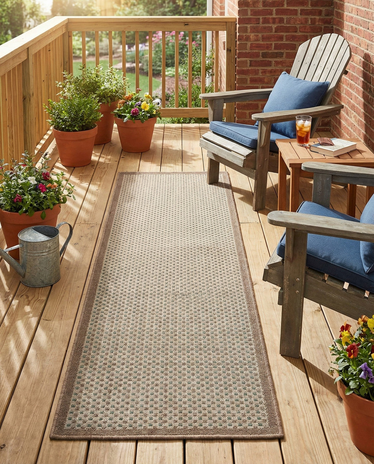 Terrace Fringe Collection Area Rug - Patio Runner Beige  lifestyle 113