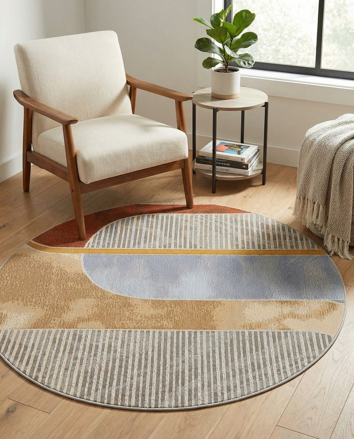 Urban Terrace Collection Area Rug -  Deck Round Multi  lifestyle 61