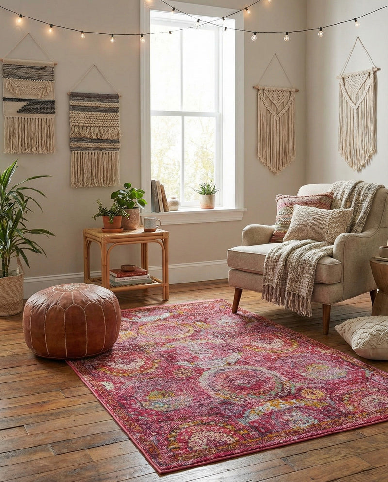 Caribbean Breeze Collection Area Rug -  Lucia Rectangle Pink  lifestyle 46